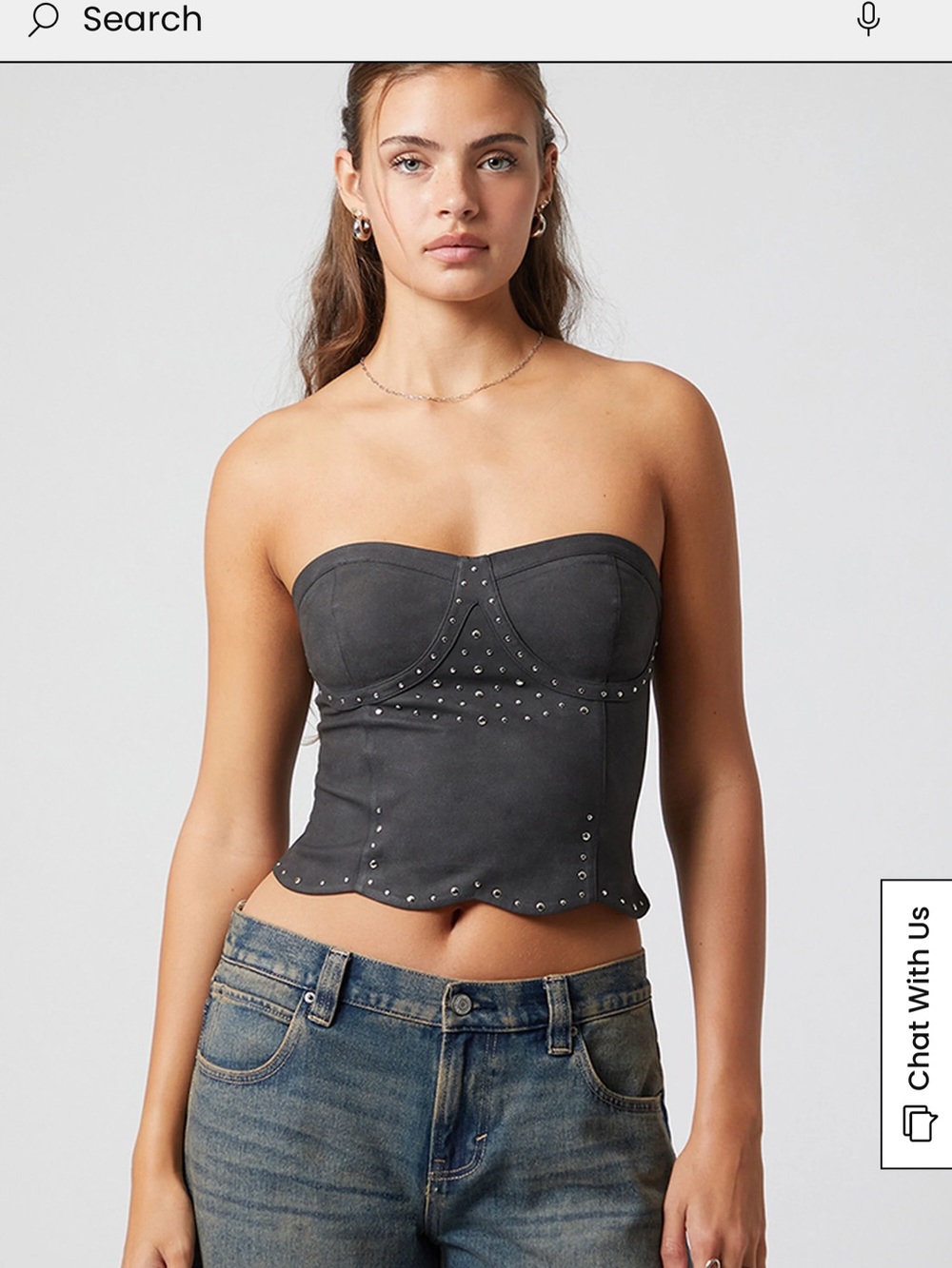 PacSun Charcoal Strapless Studded Bustier Camisole